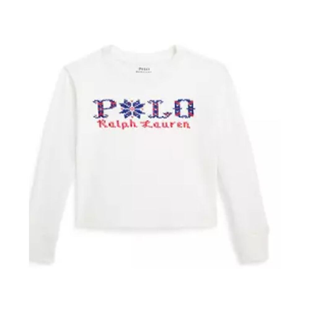 Ralph Lauren Childrenswear Girls Logo Cotton Boxy Long-Sleeve T-Shirt S (7)